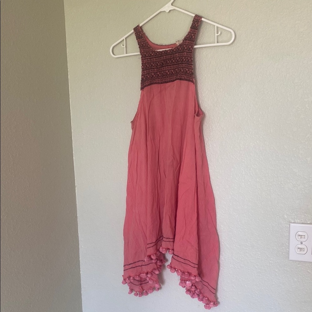 Free People Pink Kids Dress with Pom-Pom Hem